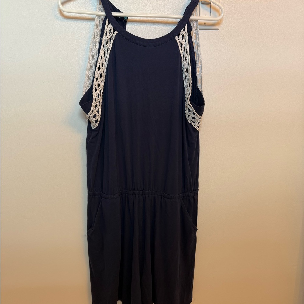 Lilly Pulitzer Navy Romper with Lace Details